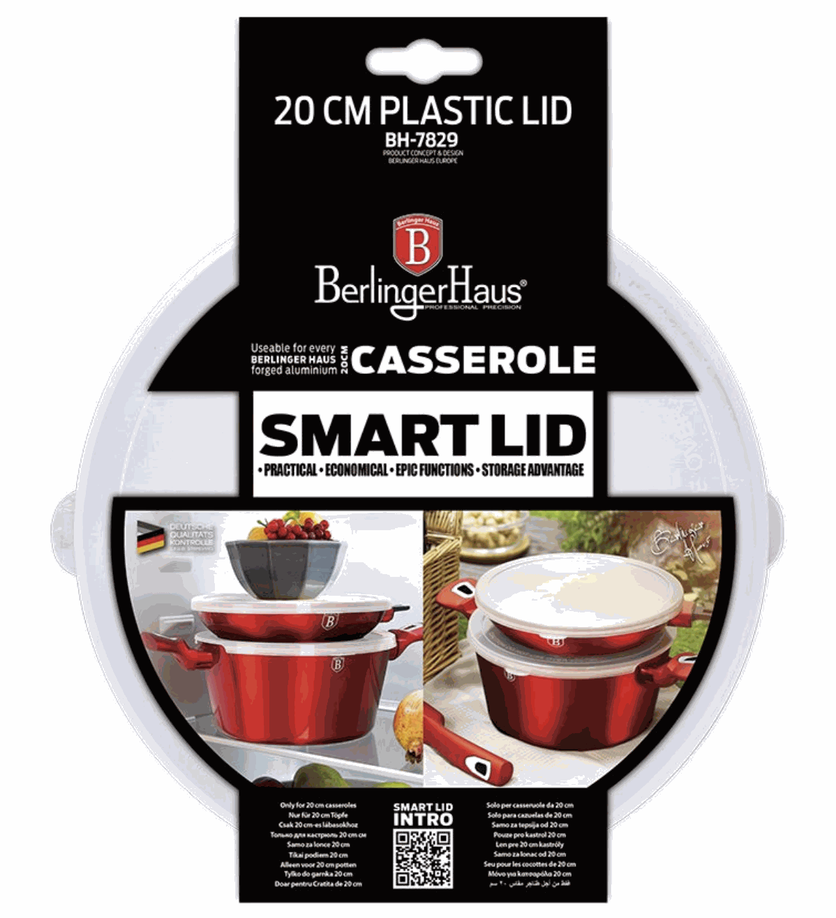 Berlinger Haus Smart Plastic Lid For Casserole 20cm 24cm 28cm - 20.0 cm